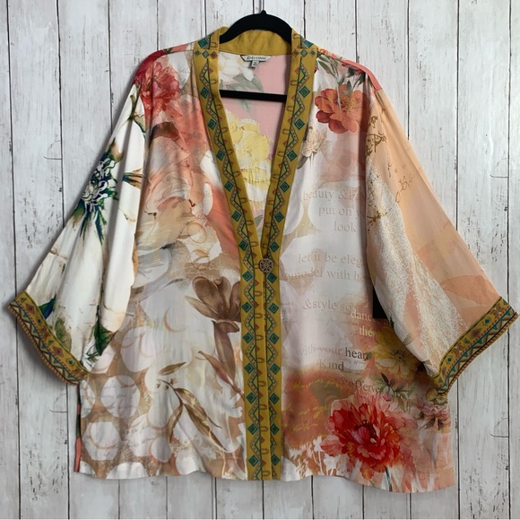 John Mark  Women’s Floral Embroidered Boho Sequins Kimono Cardigan Size 1X NWT - Picture 2 of 15